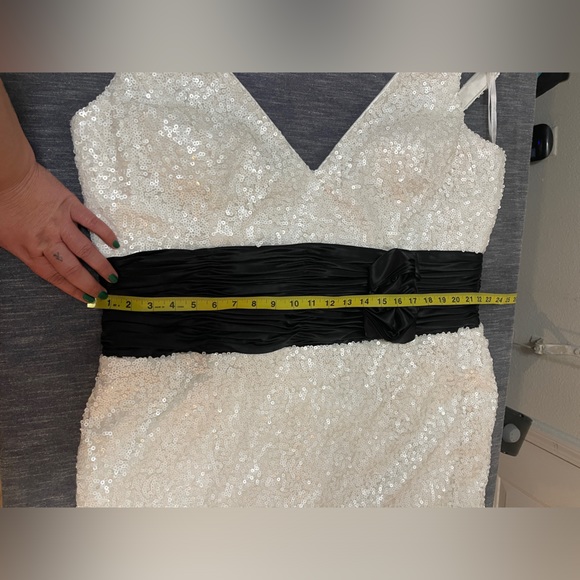 Plus Size White sequin mini dress - Picture 2 of 5